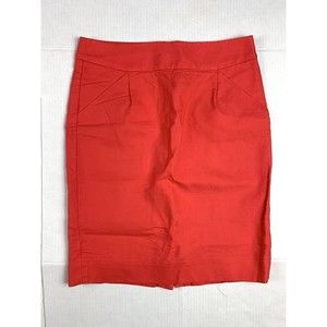 J. Crew Womens Size 4 The Pencil Skirt Red Back Zip Midi Pockets Cotton